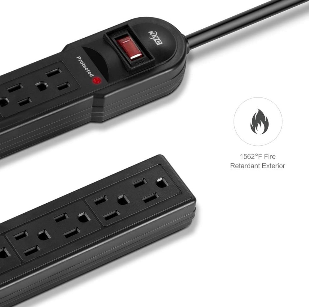 6-Outlet Surge Protector Power Strip – 735 Joules, Overload Protection, 2-Foot Cord