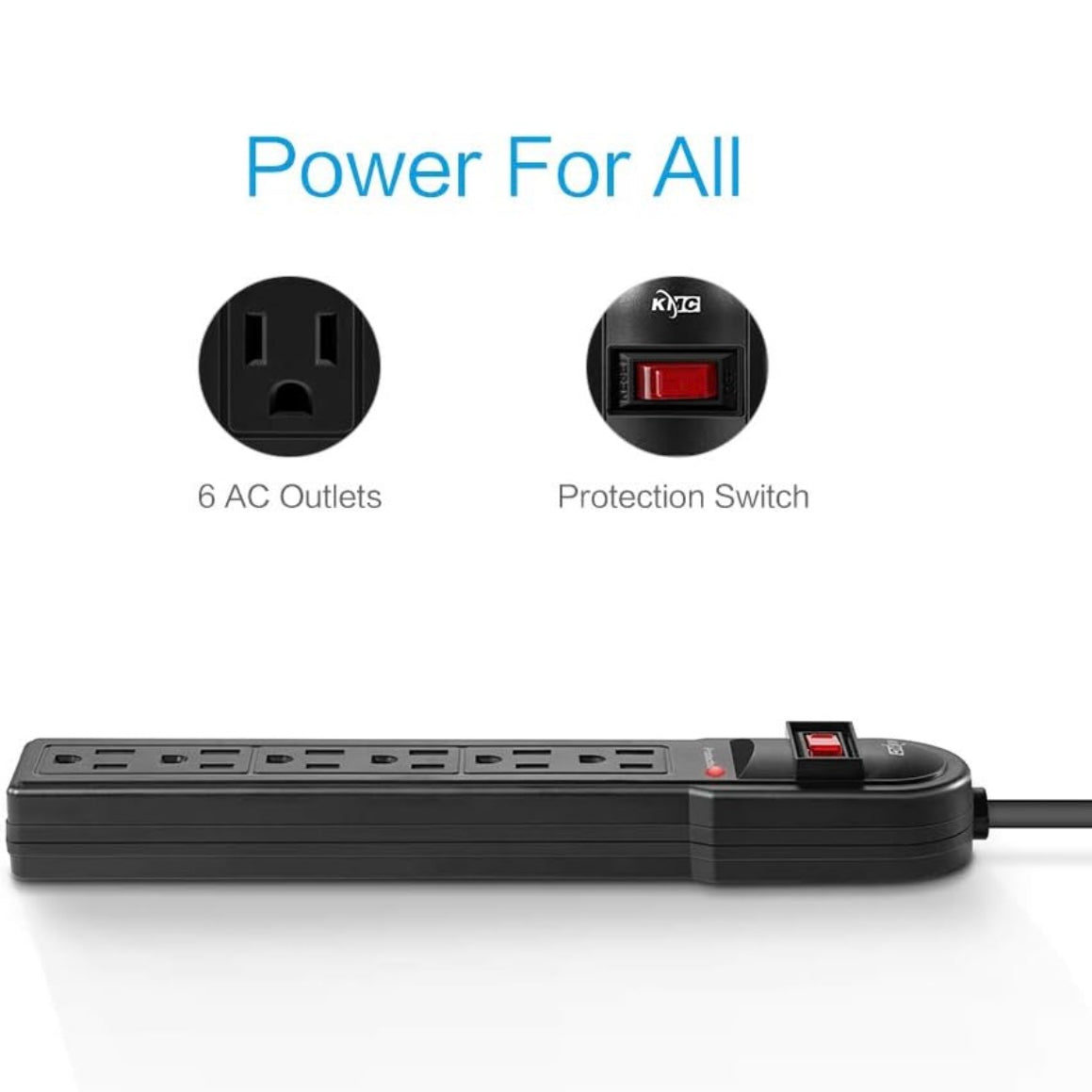 6-Outlet Surge Protector Power Strip – 735 Joules, Overload Protection, 2-Foot Cord