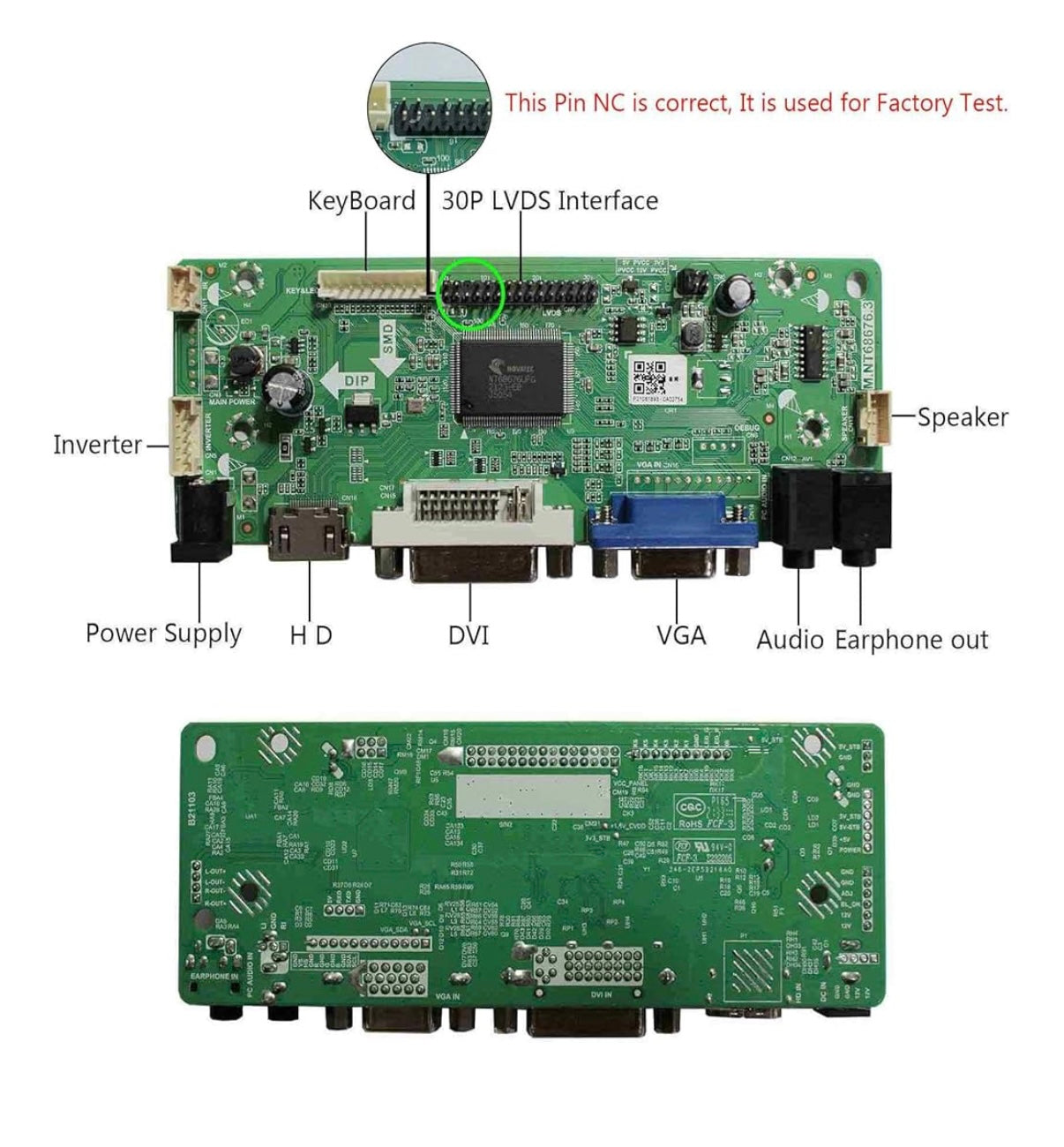 LVDS to HDMI LCD Controller Board