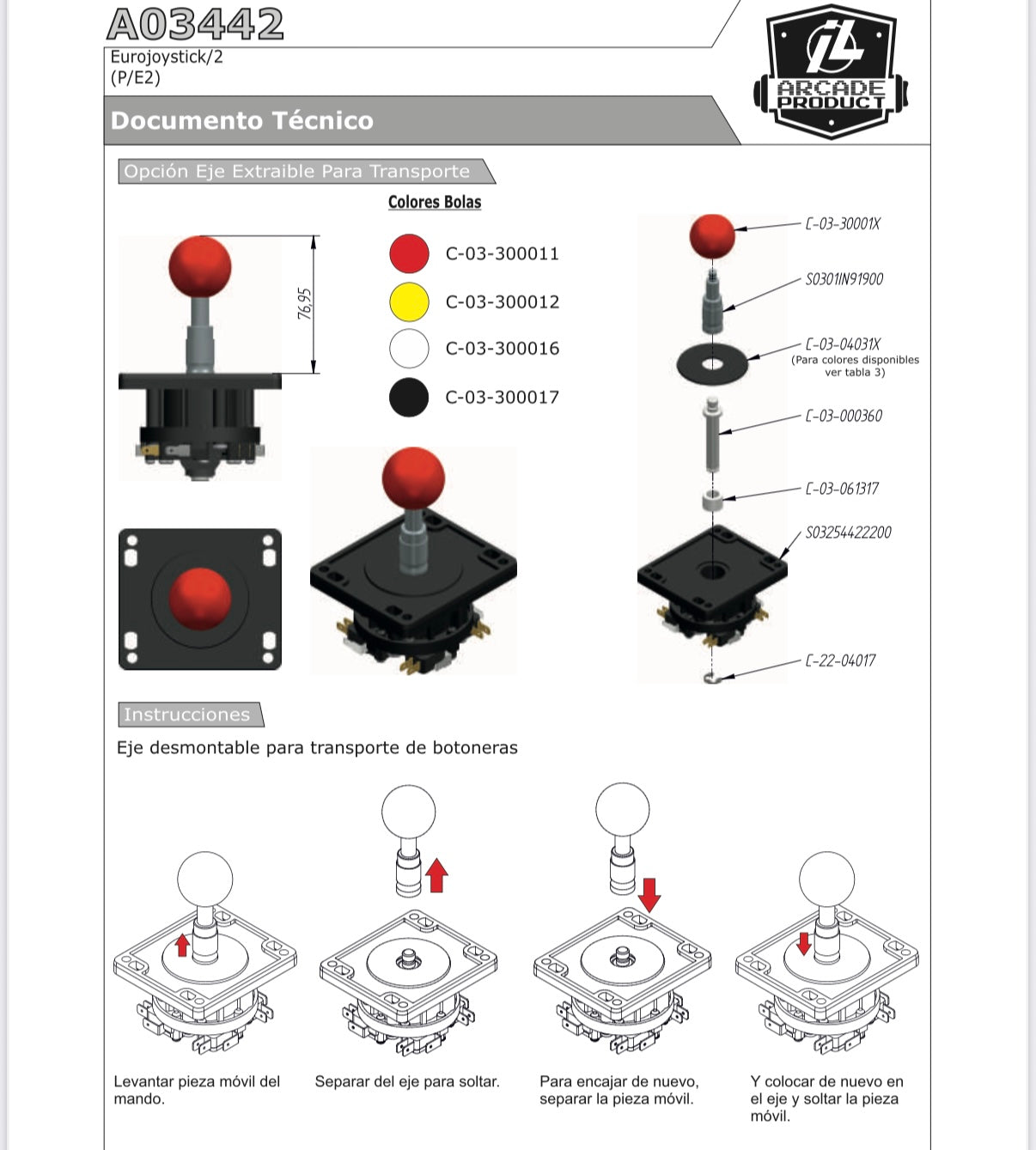 Industrias Lorenzo 4/8 Way Magnetic Joystick