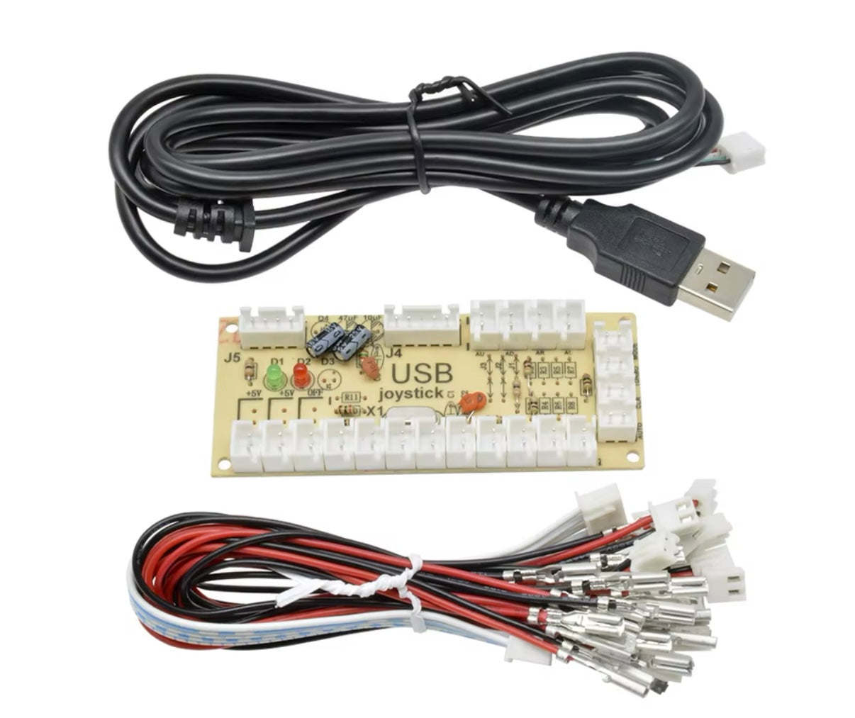 Zero Delay Encoder Kit – Includes USB Cable & 2.8mm Terminals for Sanwa-Style Joystick Buttons