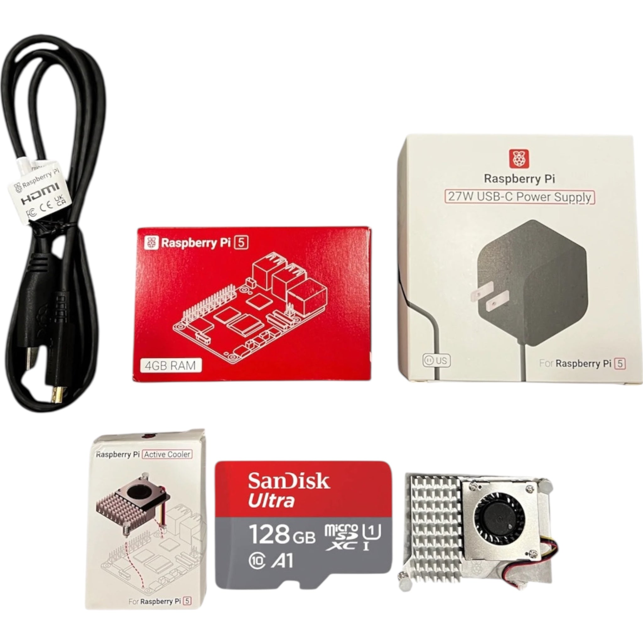 Pre-Loaded Raspberry Pi5 (4GB)+ Kit. 128gb Micro SD Card
