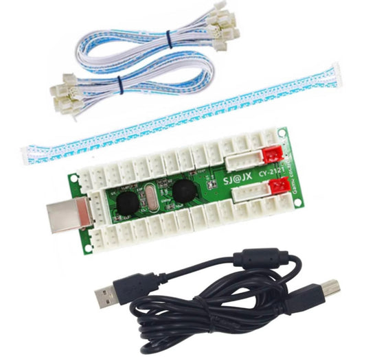 2-Player Zero Delay USB Encoder with Complete Wiring Kit (3-pin buttons)