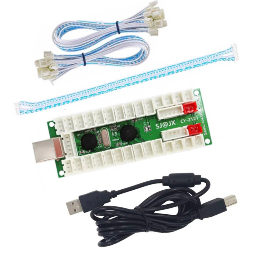 2-Player Zero Delay USB Encoder with Complete Wiring Kit (3-pin button ...