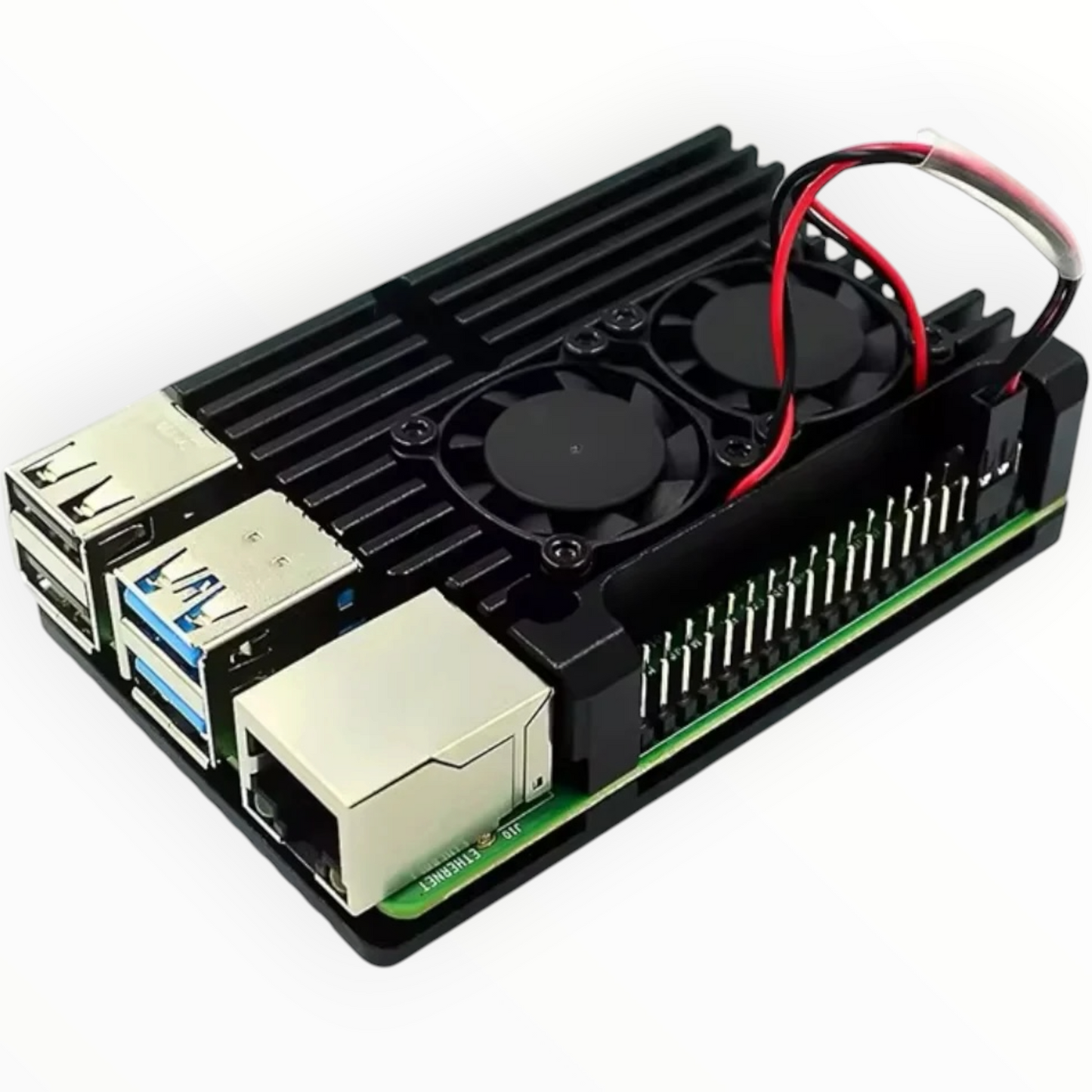 Raspberry Pi Aluminum Case with Dual Cooling Fans. Pi4b