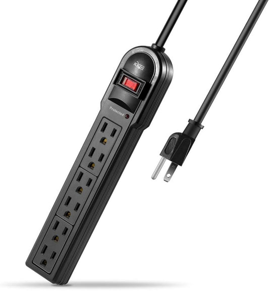 6-Outlet Surge Protector Power Strip – 735 Joules, Overload Protection, 2-Foot Cord