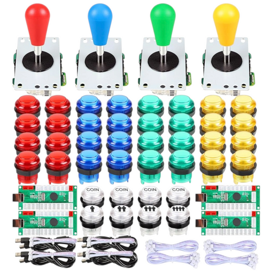 4-Player LED Arcade Joystick & Button Set