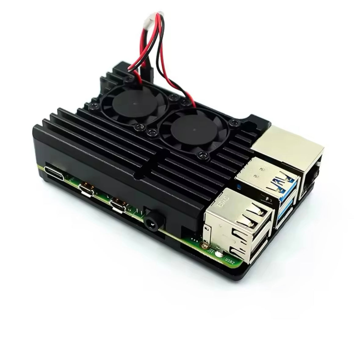 Raspberry Pi Aluminum Case with Dual Cooling Fans. Pi4b