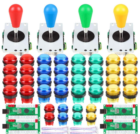 4-Player LED Arcade Joystick & Button Set
