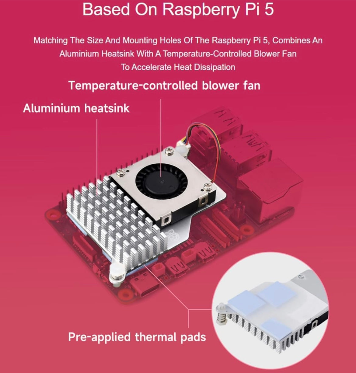 Official Raspberry Pi5 Aluminum Cooling Fan