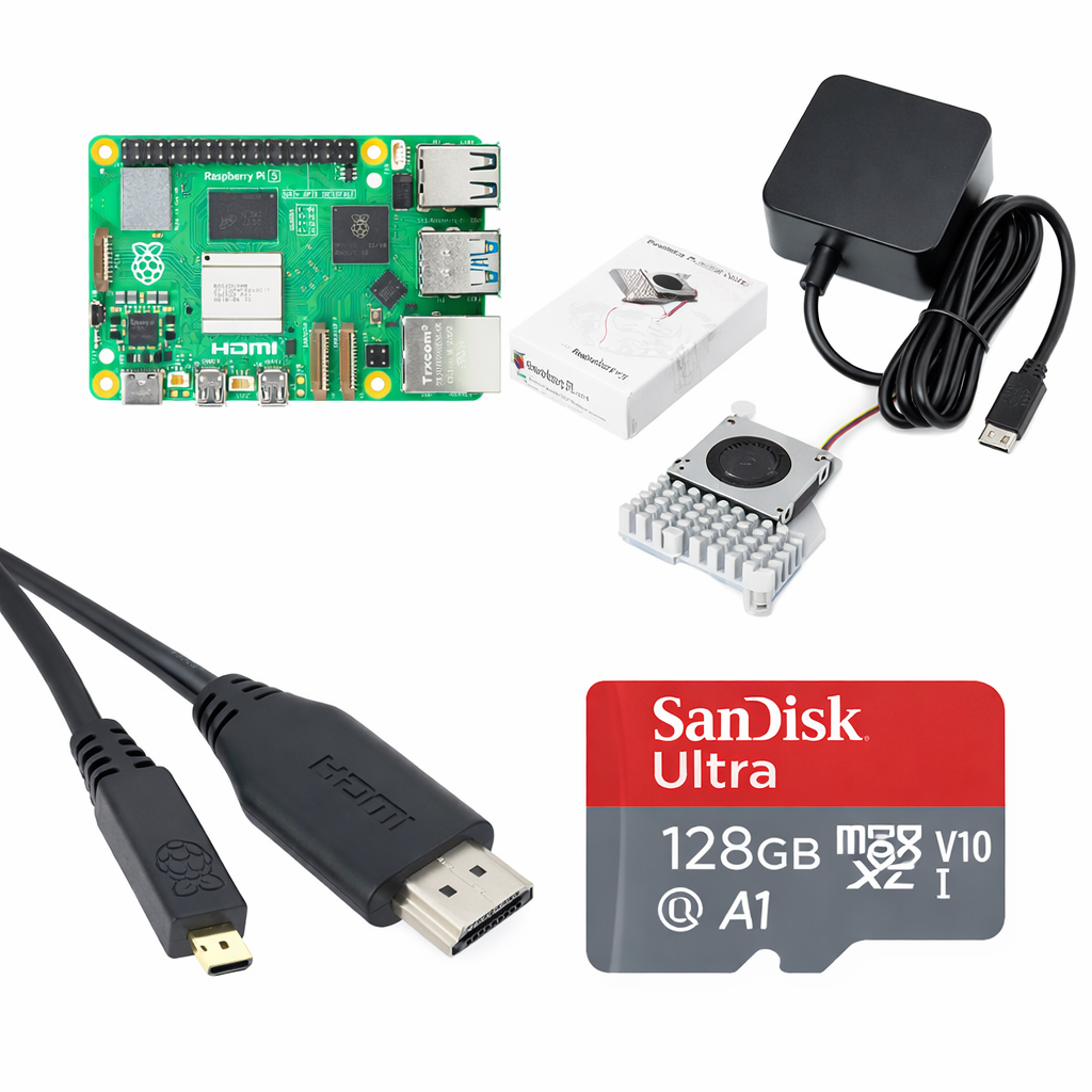 Pre-Loaded Raspberry Pi5 (4GB)+ Kit. 128gb Micro SD Card